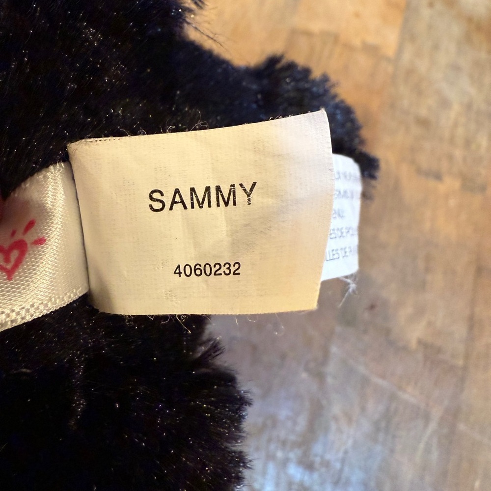 Black Plush Dog “Sammy” Justice 6 inch Black Terroir Dog Sparkly Collar - Picture 9 of 12
